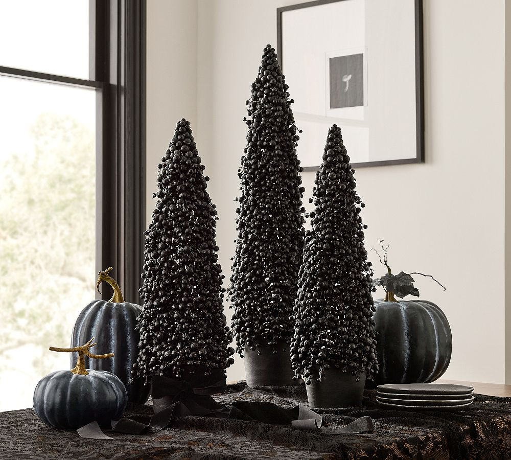 Faux Potted Black Berry Cluster Cone Tree | Pottery Barn (US)