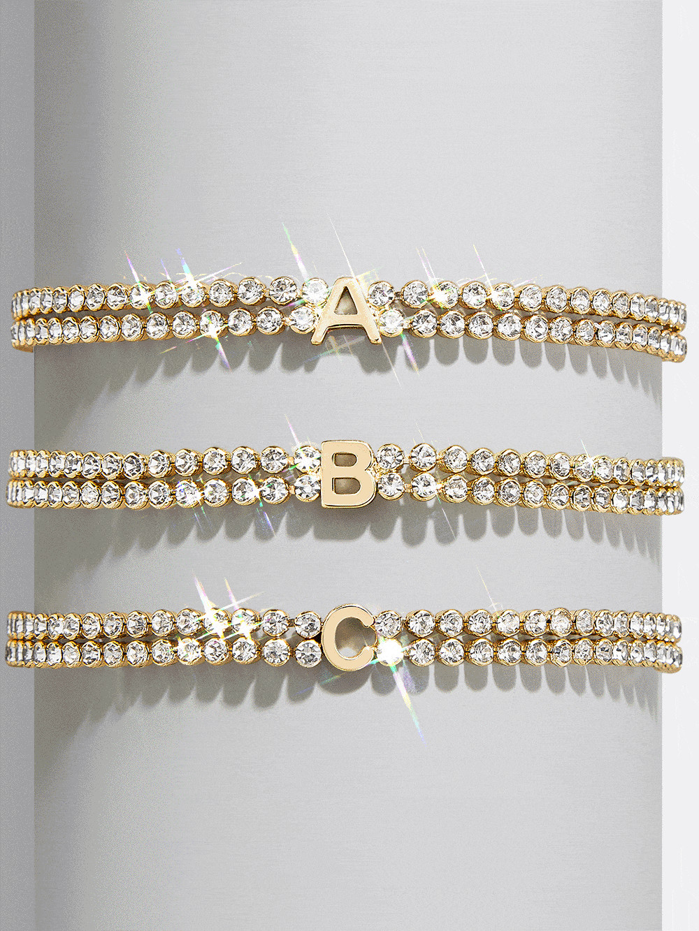 Initial Tennis Bracelet - Clear/Gold | BaubleBar (US)
