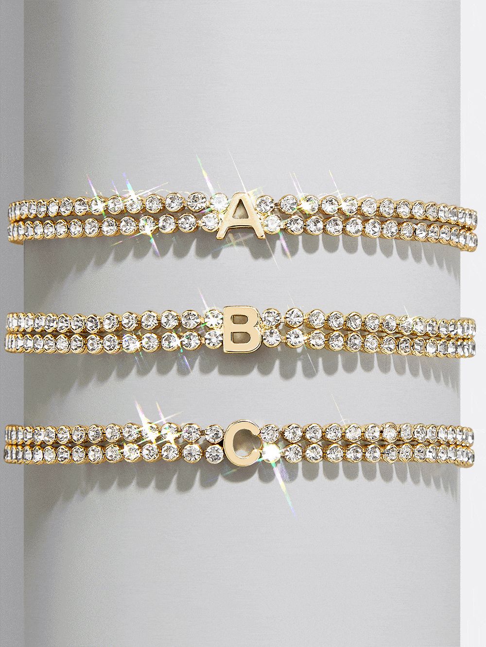 Initial Tennis Bracelet - Clear/Gold | BaubleBar (US)