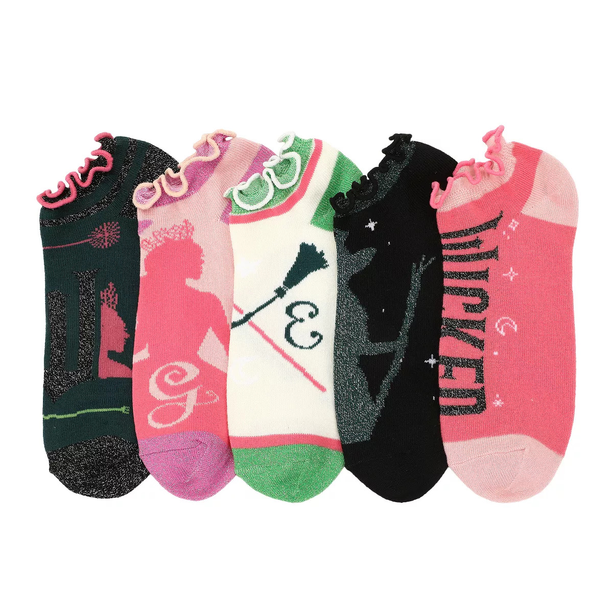 Wicked Elphaba & Glinda Icons Women's 5-Pair Ankle Socks-OSFA | Target