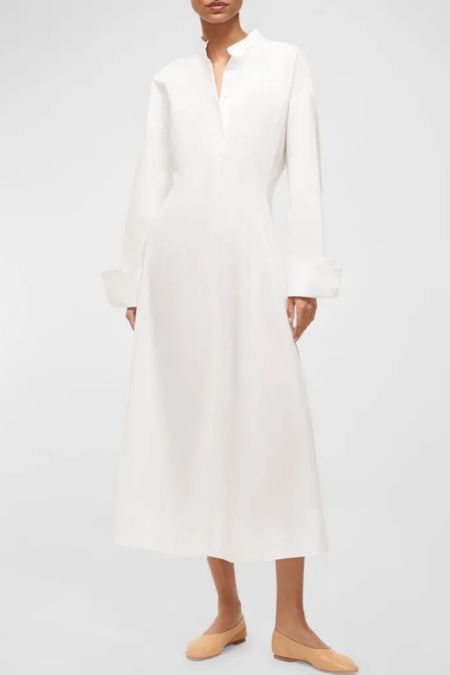 STAUD Lorenza Cotton Poplin Midi Shirt Dress. Staud "Lorenza" stretch poplin dress tailored with pintucks. Exquisite and chic new take on a beautifully structured white dress. Wow moment !

#LTKSeasonal #LTKparties #LTKstyletip