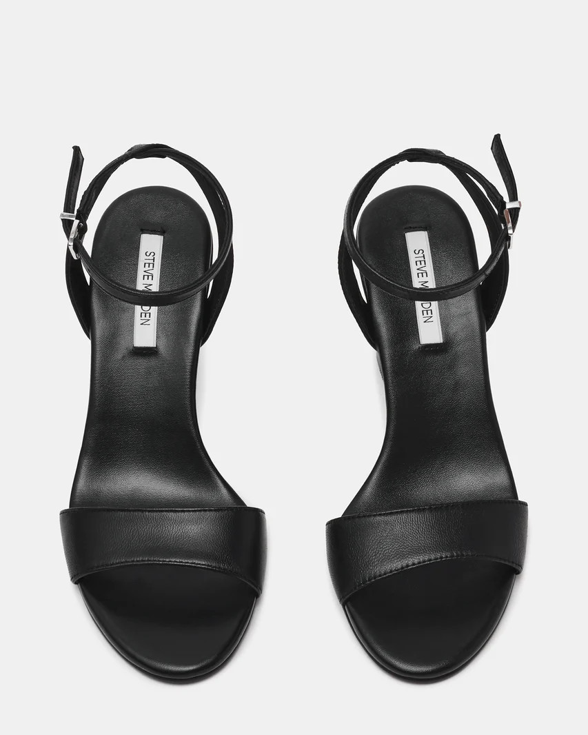 MYKA Black Leather Wedge Women's Sandal | Steve Madden (US)
