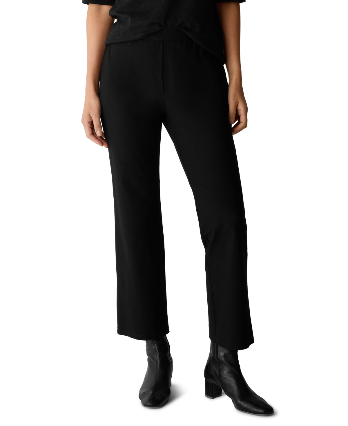 Eileen Fisher Women's Textured Knit Ankle Kick Pants - Black | Macy's