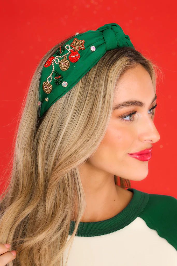 Jingle Jewels Green Headband | Red Dress 