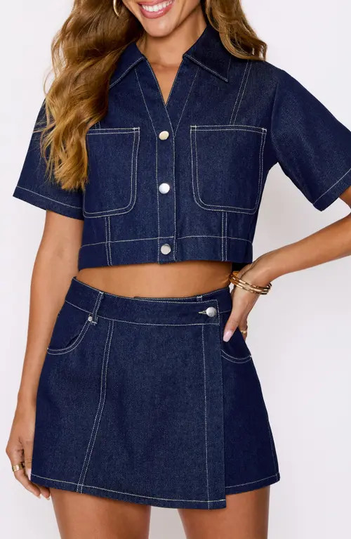 VICI Collection Rowan Denim Crop Top in Dk Denim Blue at Nordstrom, Size Medium | Nordstrom