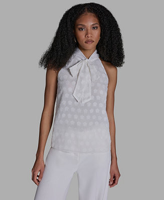 Women's Tie-Neck Sleeveless Blouse | Macy's