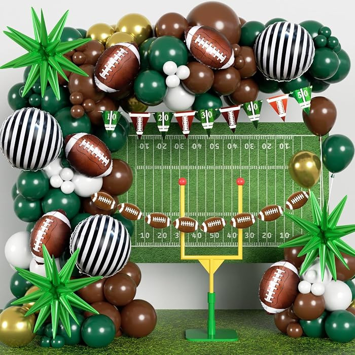 Football Balloon Arch Kit 121Pcs with Football Balloons and Banner, Dark Green Brown White Gold F... | Amazon (US)