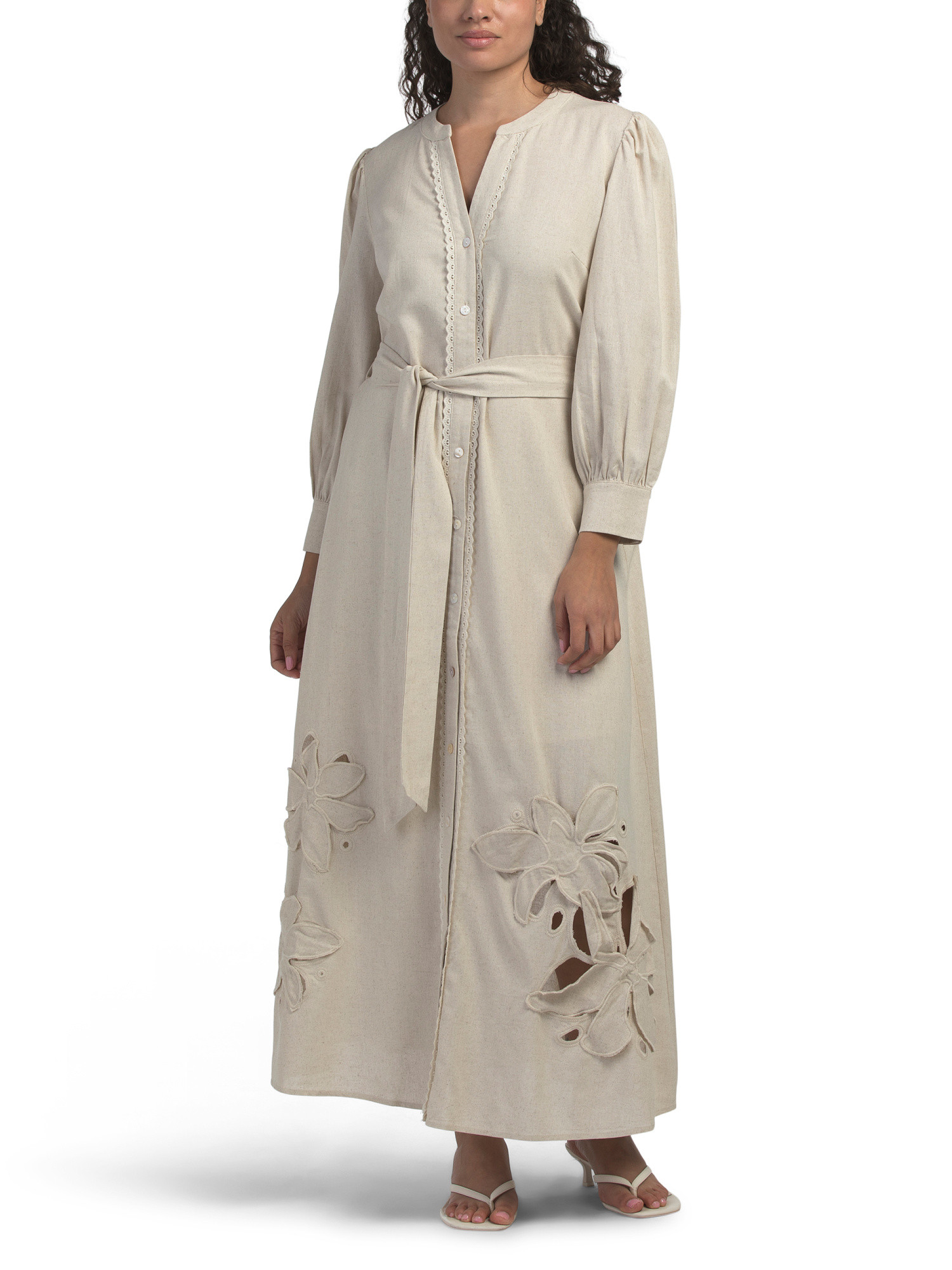 Long Sleeve Floral Cutwork Maxi Dress | TJ Maxx