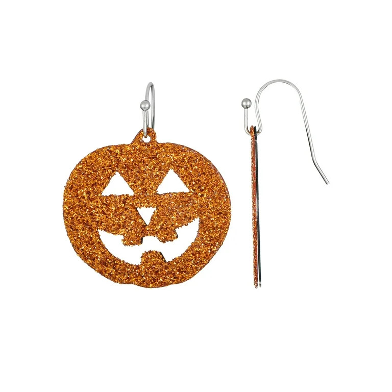 Way to Celebrate Halloween Pumpkin Glitter Earring, 1 Pair, Female | Walmart (US)