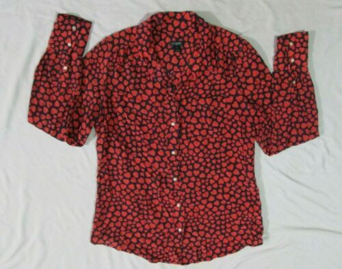 J CREW Women's Red Heart Throb Boy 100% Silk Long Sleeve Button Up Shirt S Small  | eBay | eBay AU