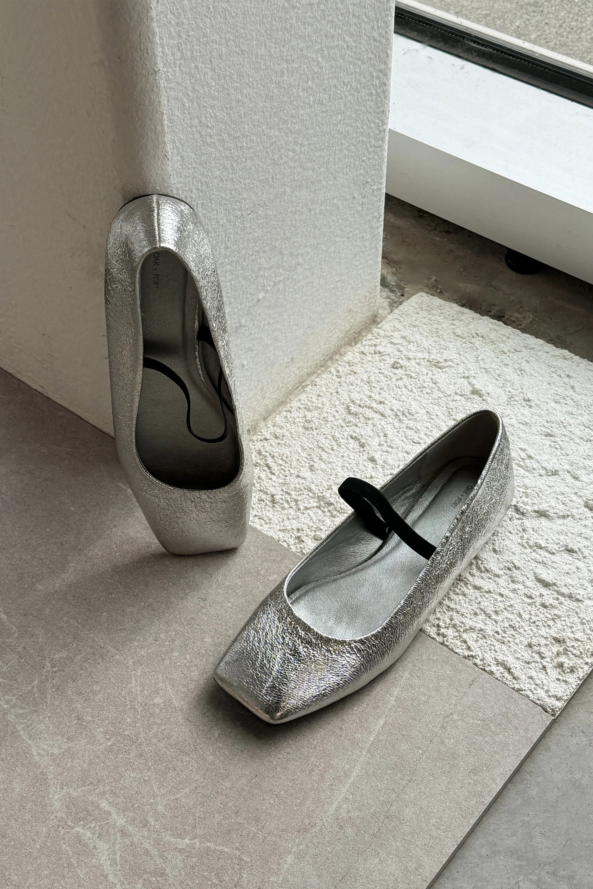 METALLIC SILVER BALLET FLAT Silver / 10 | OAK + FORT