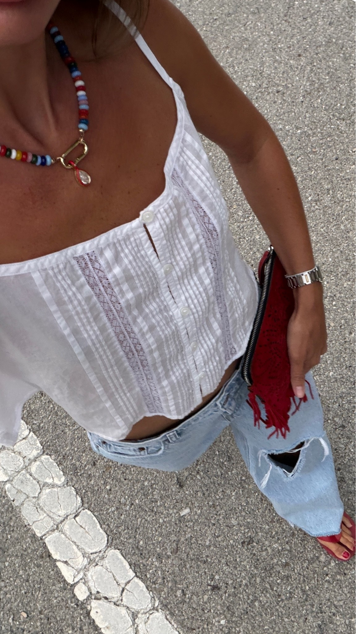 Small top 24 short jeans! Bag is old Isabel Marant but they have black available!