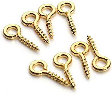 Linsoir Beads 7X14mm Screw Eye Pins for Jewelry Making Eyepins Hook Eyelets Screw Threaded Gold Tone | Amazon (US)