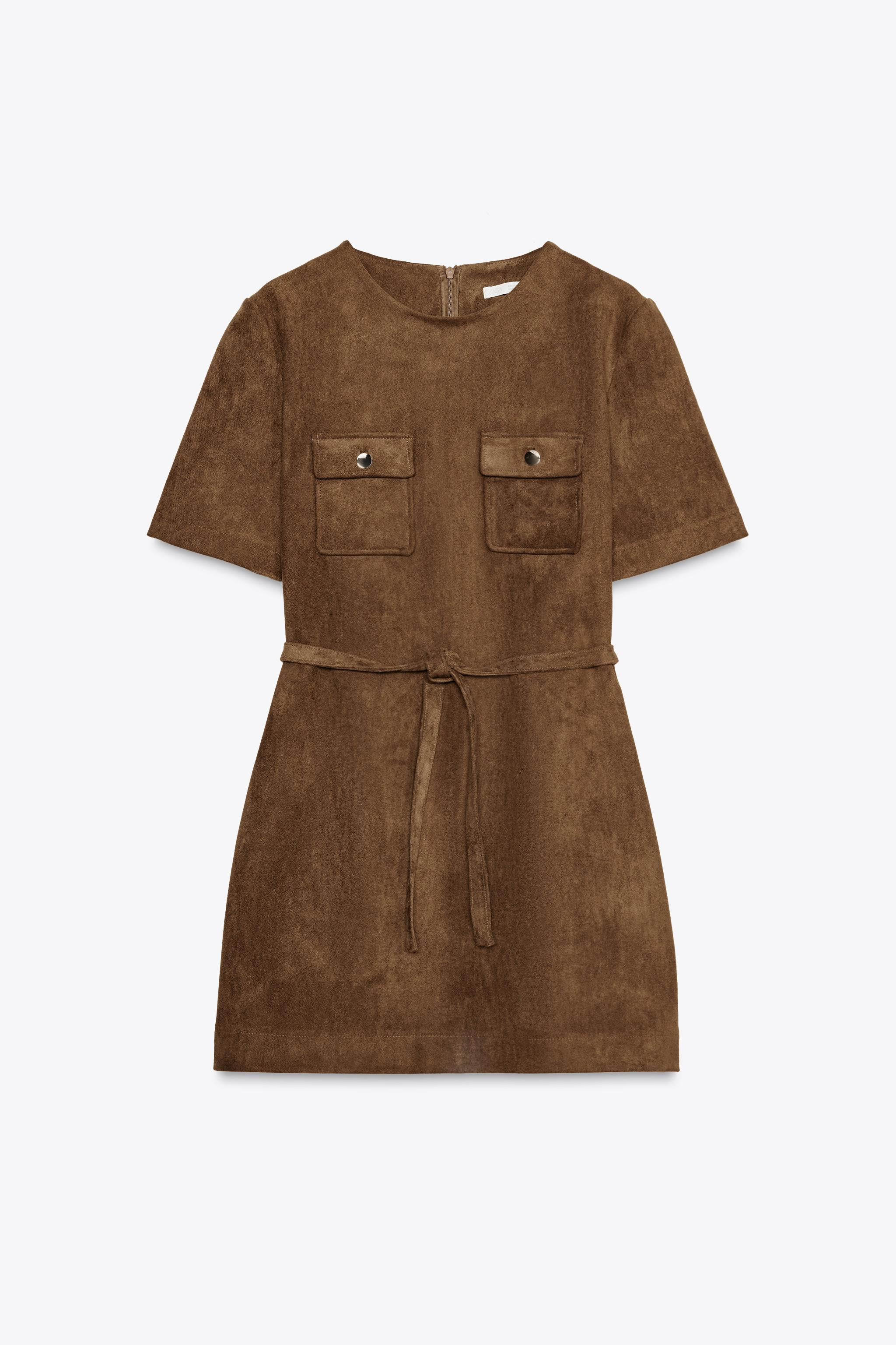 BELTED SUEDE-EFFECT DRESS | Zara US