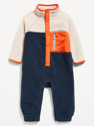 Microfleece Button-Front Color-Block One-Piece for Baby | Old Navy (US)