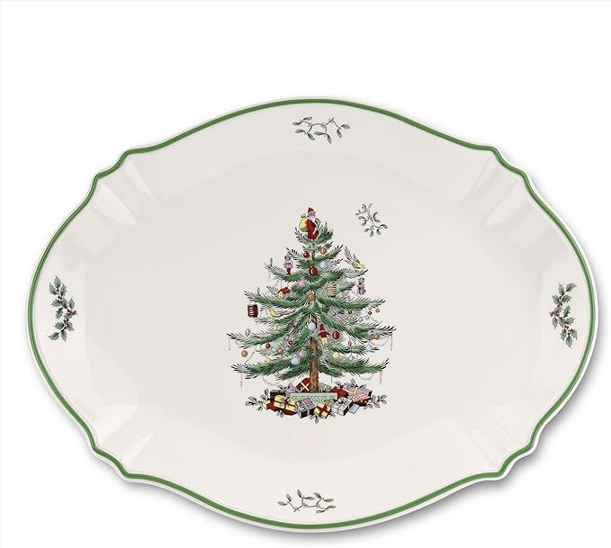 Spode Christmas Tree 17" Oval Serving Platter – Large Porcelain Plate for Meat, Fruit, & Baked ... | Amazon (US)