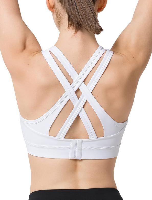 Yvette Women High Impact Sports Bras Criss Cross Back Sexy Running Bra for Plus Size | Amazon (US)