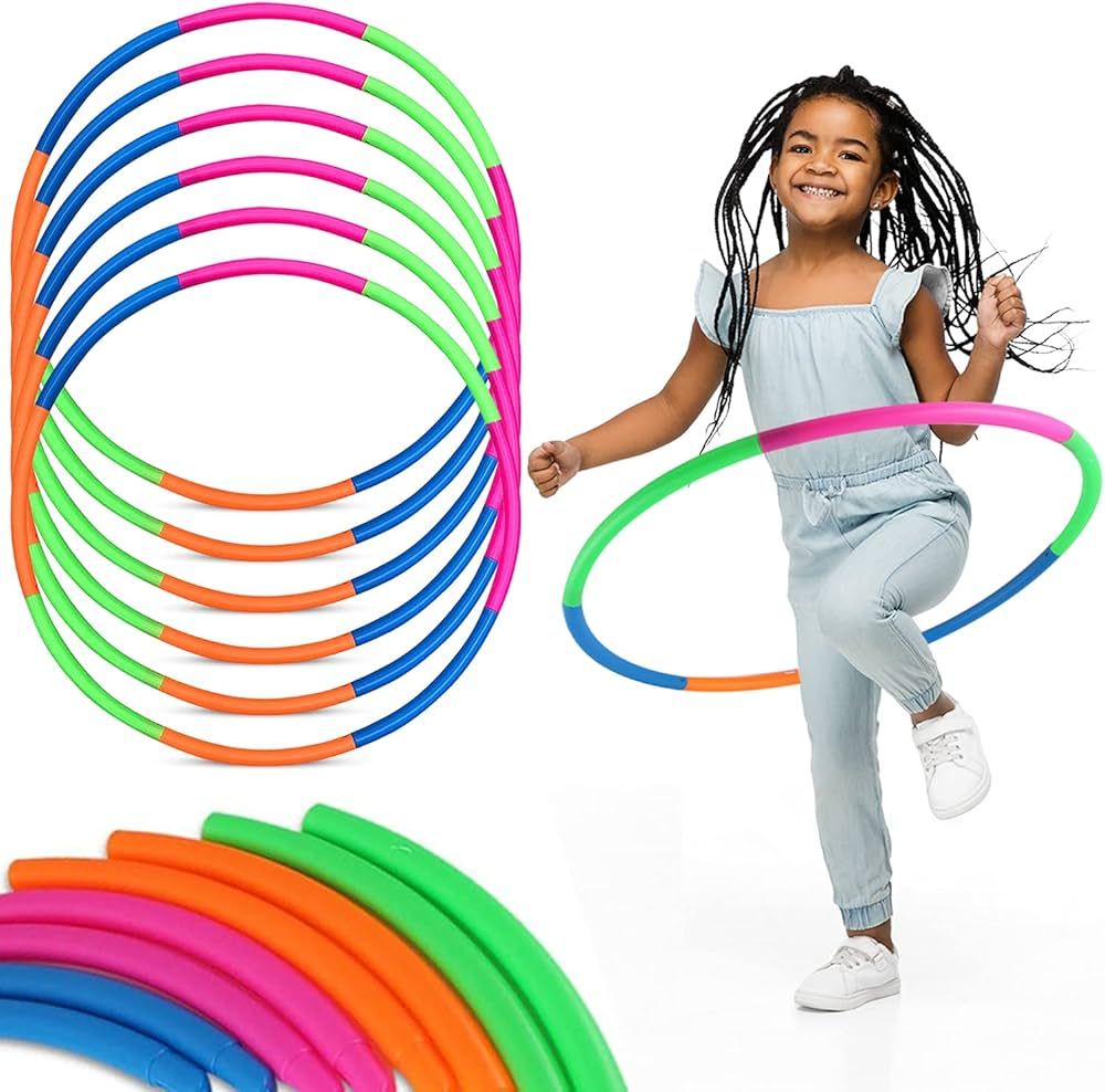 6 Pack: Toy Hoop Bundle Pack - Snap Together Detachable Adjustable Weight Size Plastic Hoops - Ki... | Amazon (US)