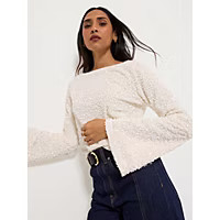 Cream Low Back Sequin Bell Sleeve Co Ord Top | George at ASDA