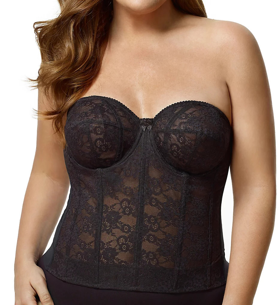 Elila Women's Lace Strapless Longline Underwire Bra in Black | Plus Size 34G | HerRoom.com | HerRoom