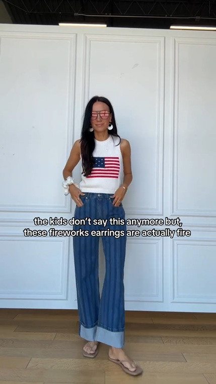 Even I was shocked at how good these looked. My absolute fave red white and blue look ❤️🤍💙 accessories are all @nickelandsuede, vest is @showmeyourmumu #memorialsday #redwhiteandblue