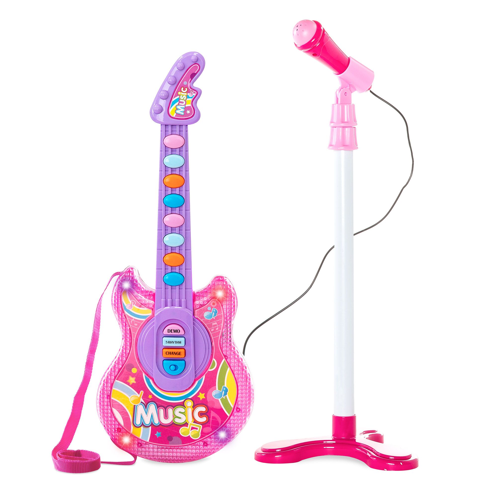 Best Choice Products 19in Kids Toddlers Flash Guitar Pretend Musical Instrument Toy w/ Mic, MP3 C... | Walmart (US)