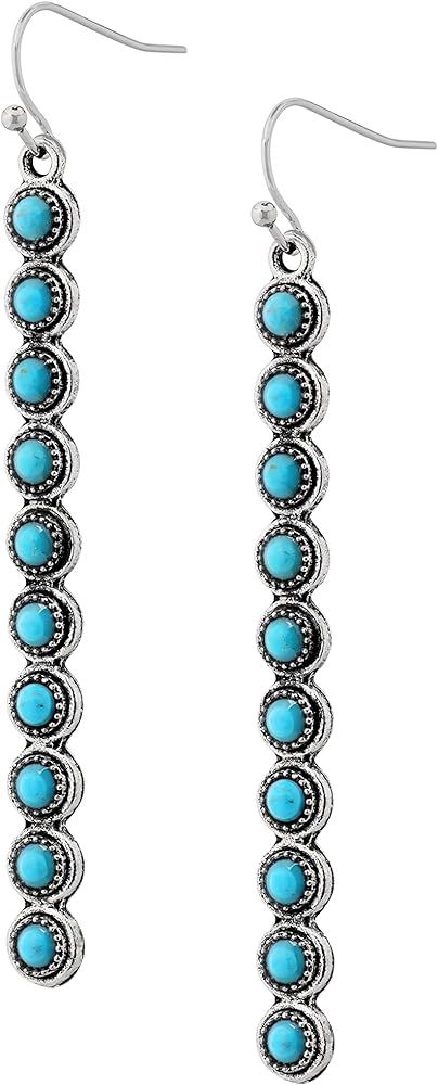 Boho Turquoise Dangle Drop Earrings for Women, Ethnic Bohemian Vintage Hippie Jewelry Gift | Amazon (US)