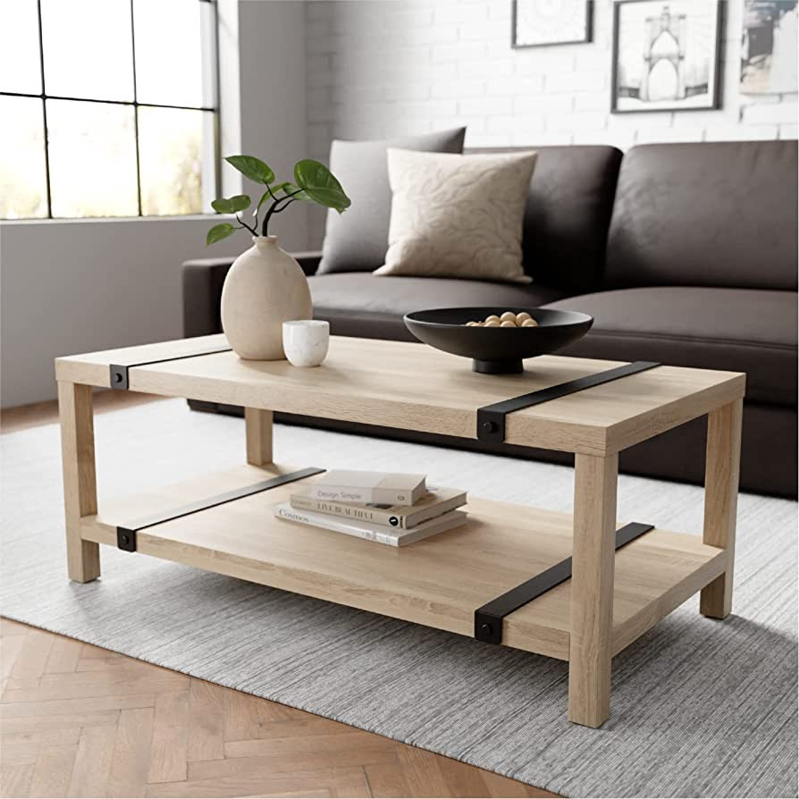 Stead Industrial Rectangular Wood Coffee Table 2023 Collection - Living Room Furniture- Modern Ho... | Amazon (US)