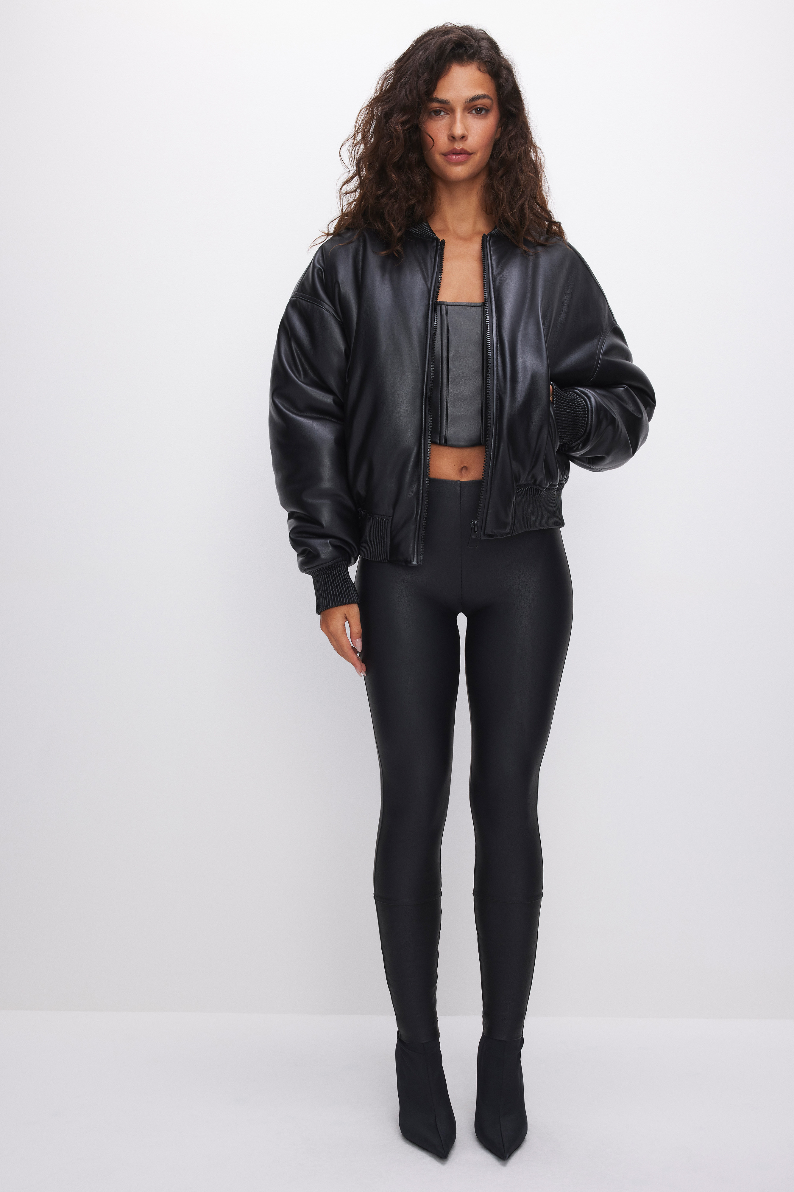 FAUX LEATHER BOMBER JACKET | Good American