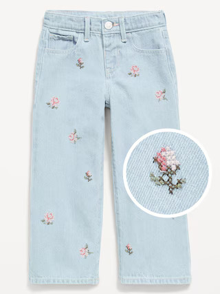 Baggy Embroidered Wide-Leg Jeans for Toddler Girls | Old Navy (US)