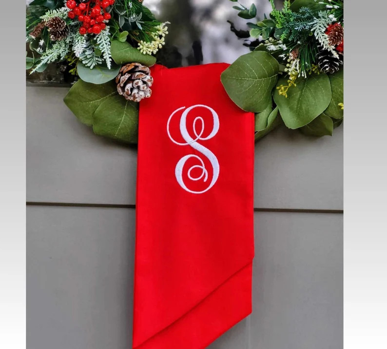 Red Wreath Sash Classic Christmas Decor for Front Door Personalized Valentine's Day Red Sash for ... | Etsy (US)