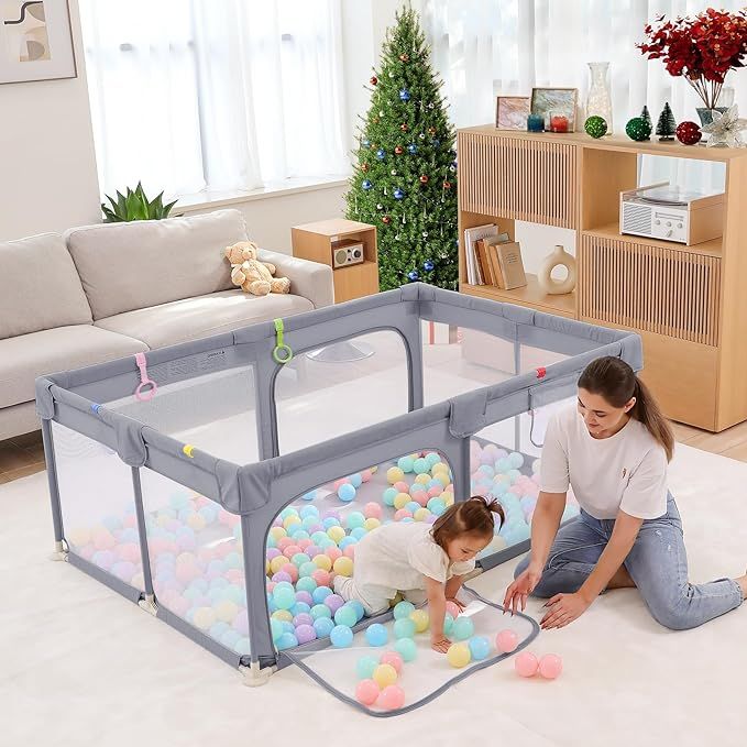 Dripex Baby Playpen, 71"x47" Large Play Pens for Babies and Toddlers, Safe Anti-Fall Play Yard, V... | Amazon (US)