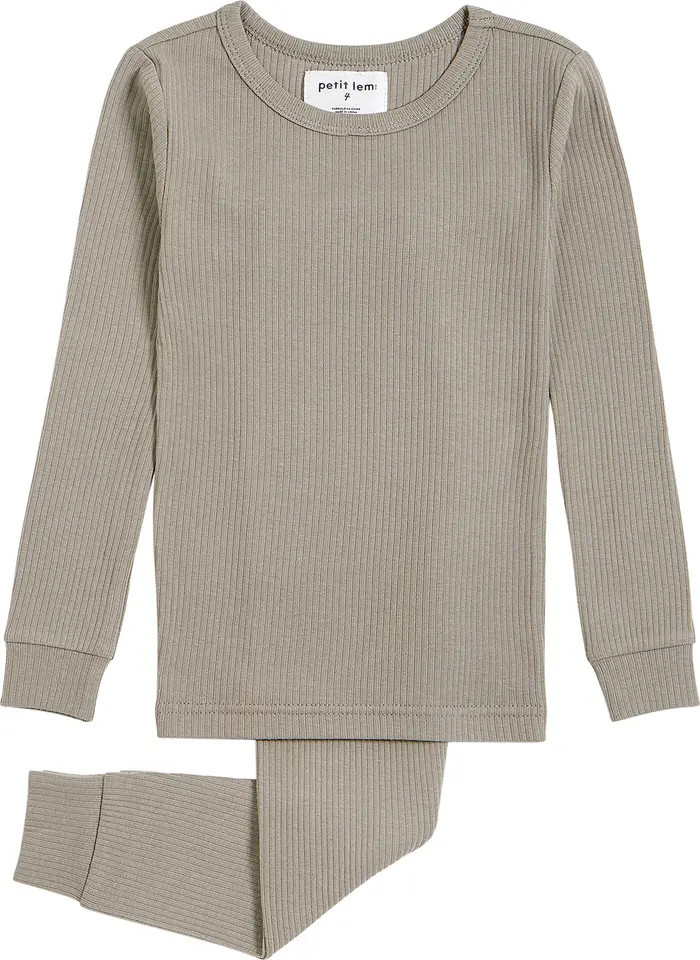 Petit Lem Kids' Rib Solid Fitted Two-Piece Pajamas | Nordstrom | Nordstrom