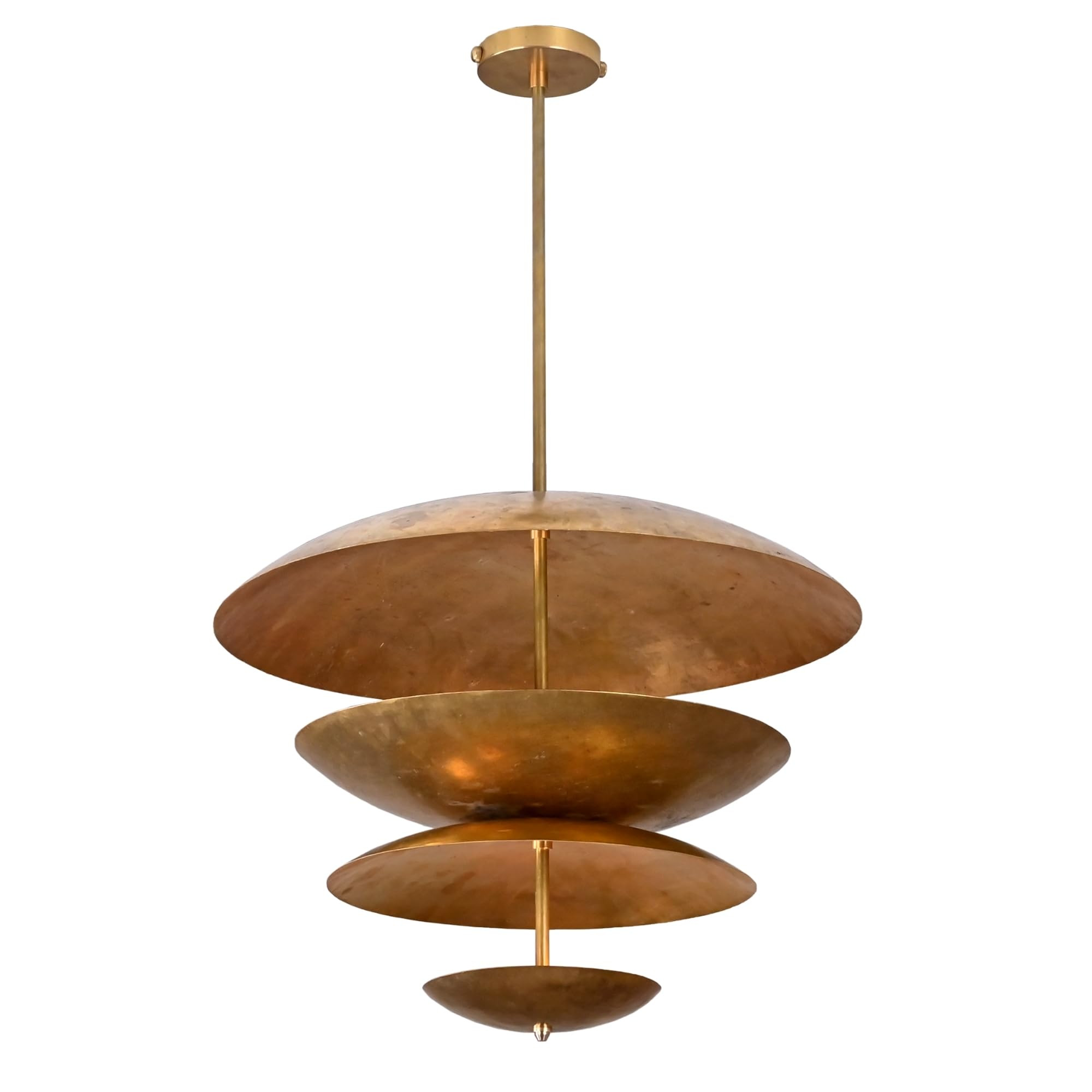 Customizable Industrial Brass Pendant Light, Raw Brass Layered Disc Chandelier, Modern Ceiling Ha... | Amazon (US)