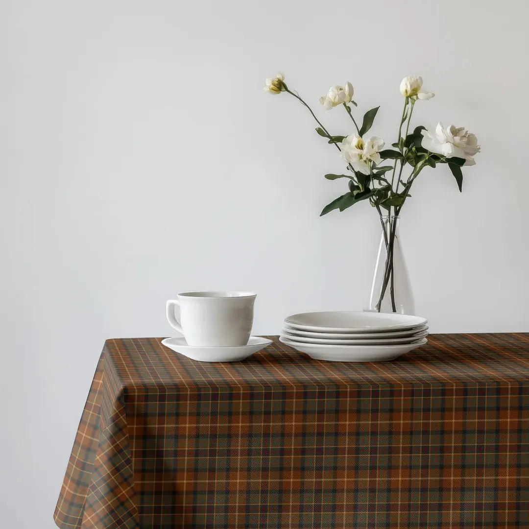 Brown Green Plaid Tablecloth, Rustic Tartan Table Cover, Cozy Farmhouse Dining Decor - Etsy | Etsy (US)