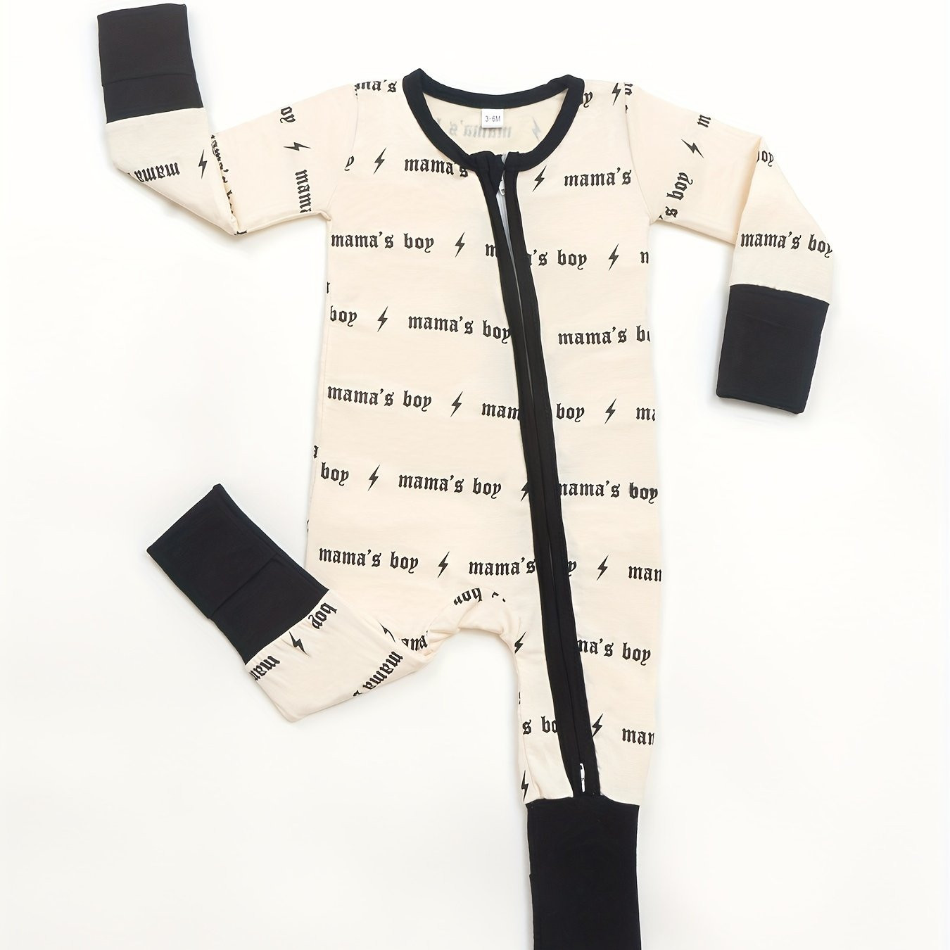 Baby's Mama's Boy Full Print Casual Long Sleeve Romper Foot - Temu | Temu Affiliate Program