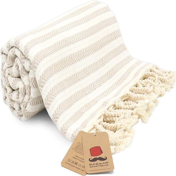 Bazaar Anatolia Turkish Bath Towels 100% Cotton Beach Towel Oversized Quick Dry Boho Blanket Farm... | Amazon (US)