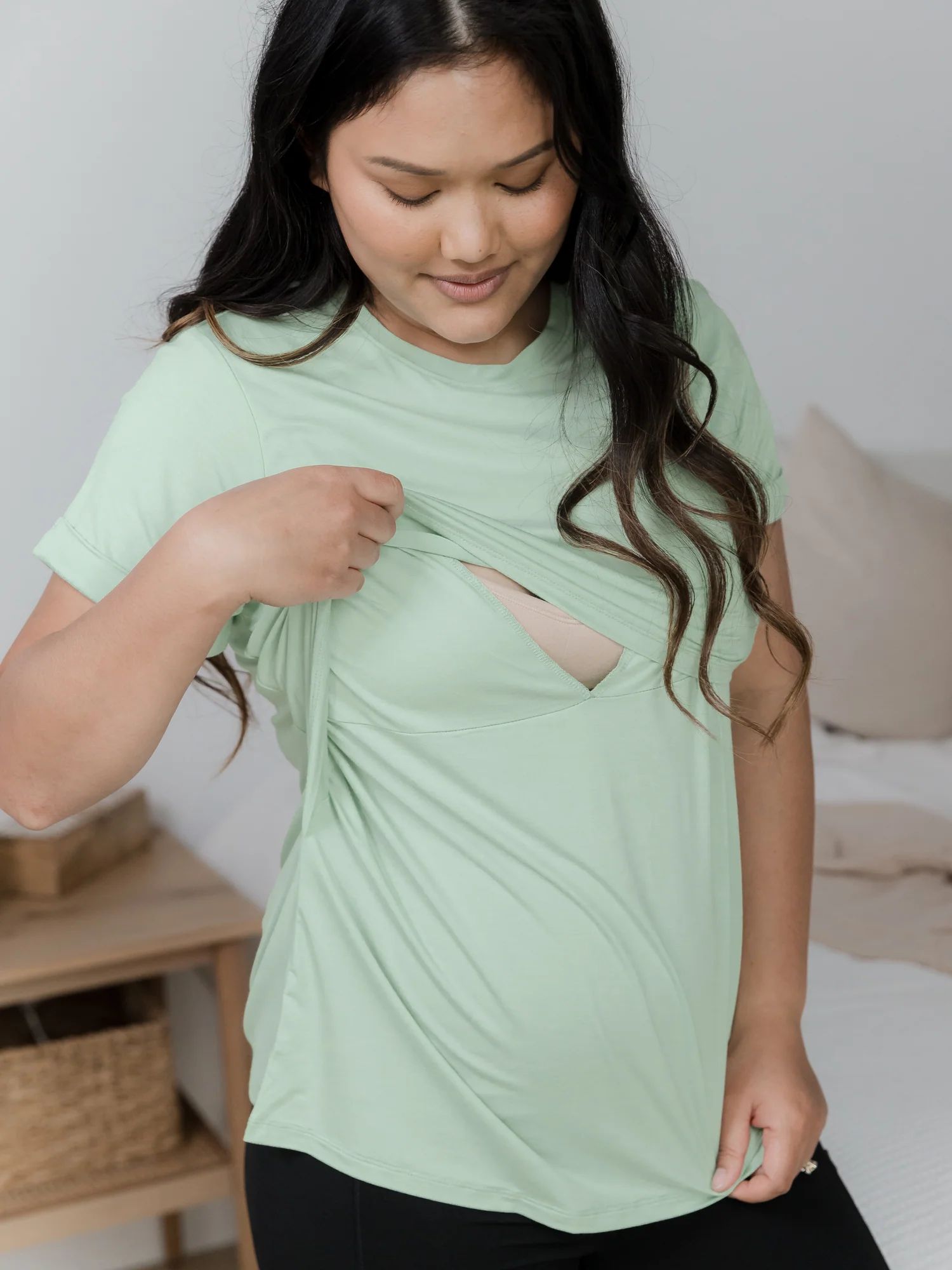 Everyday Asymmetrical Nursing T-Shirt | Soft Mint – Kindred Bravely | Kindred Bravely