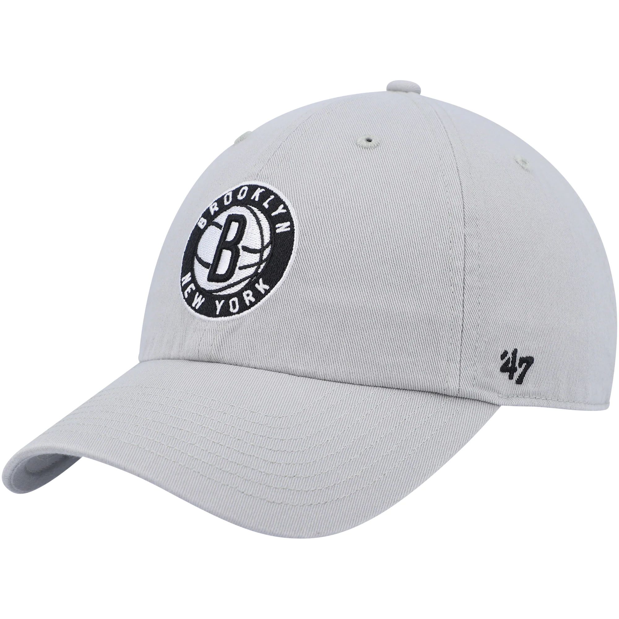 Brooklyn Nets '47 Team Logo Clean Up Adjustable Hat - Gray | Fanatics