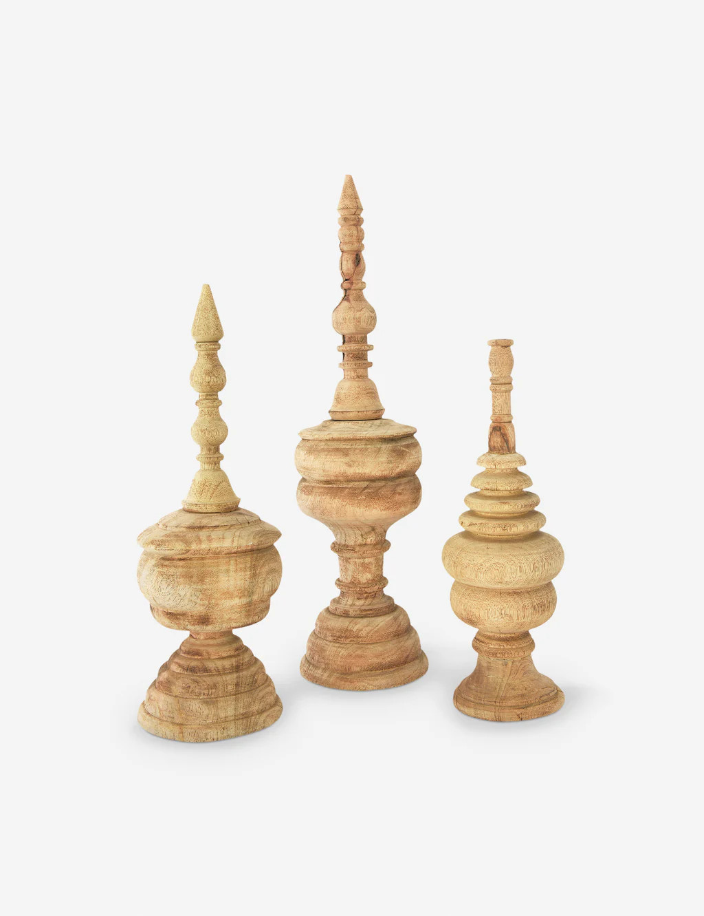 Wilder Carved Wood Finials (Set of 3) | Lulu and Georgia 
