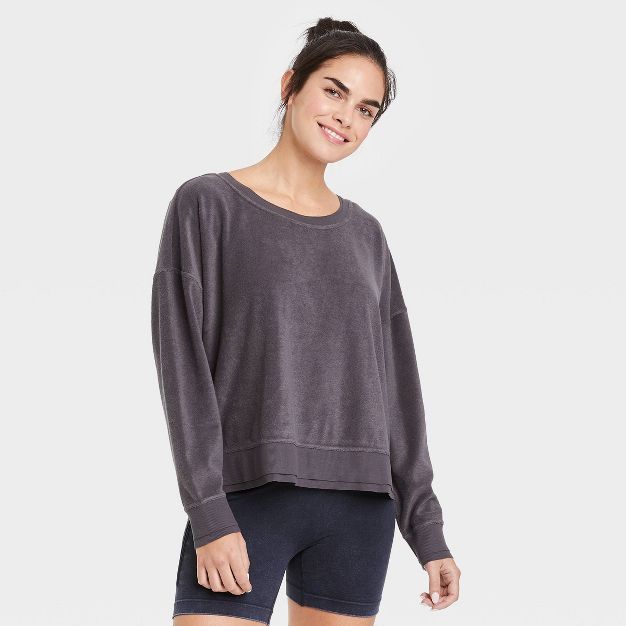 Women's Terry Cloth Open Back Pullover Sweatshirt - JoyLab™ | Target