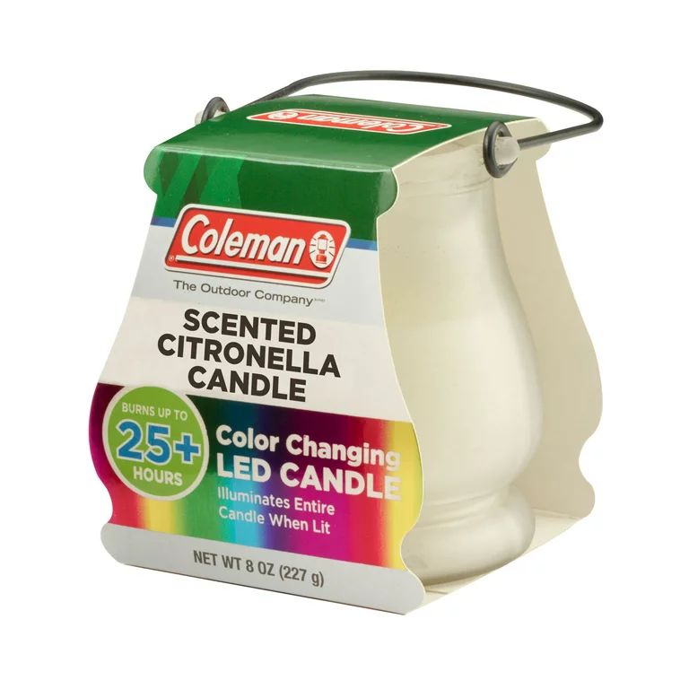 Coleman Color Changing LED Citronella Outdoor Scented Candle, Frosted Glass | Walmart (US)