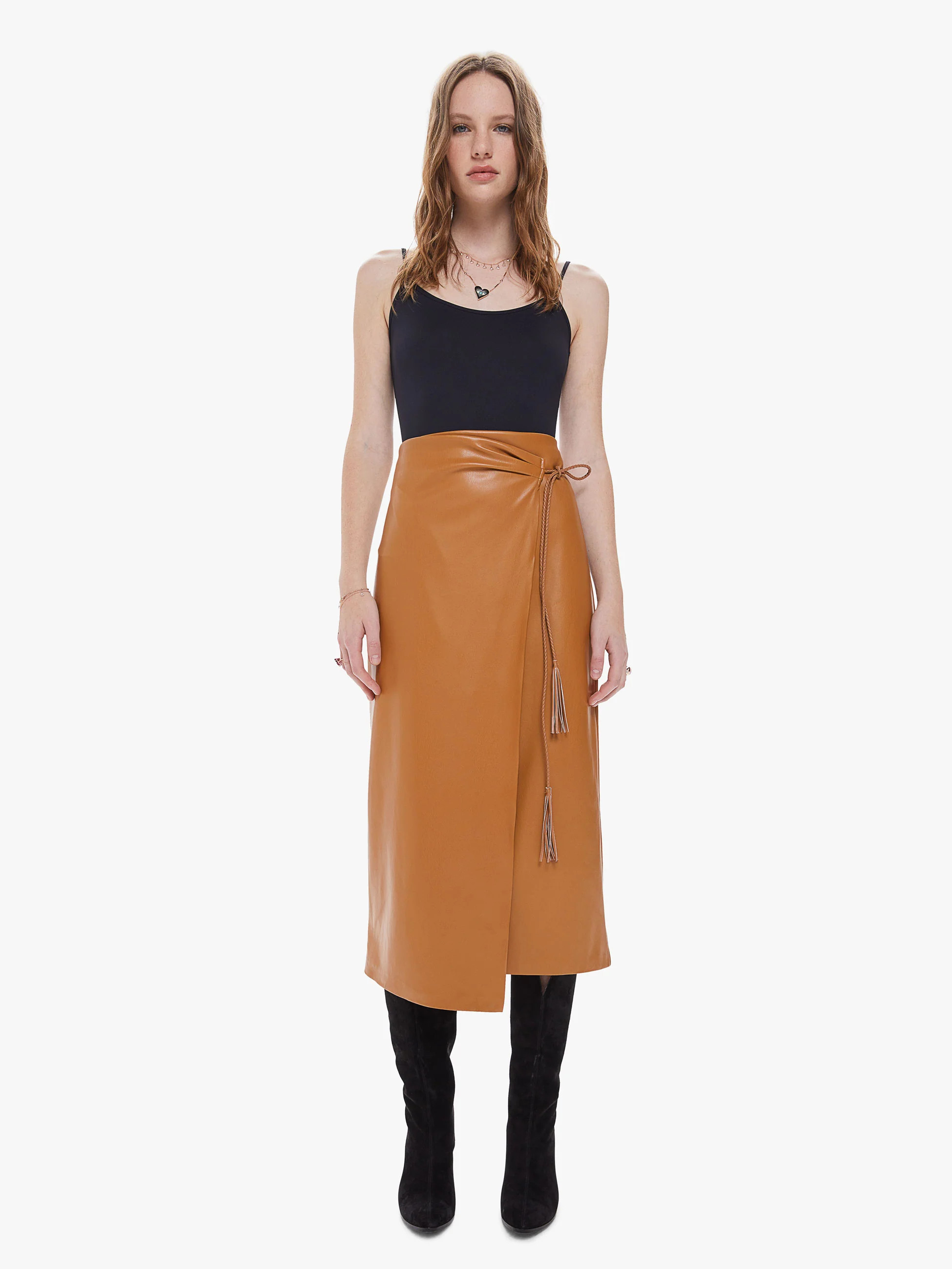THE IT'S-A-WRAP MIDI SKIRT - CASHEW | Mother Denim