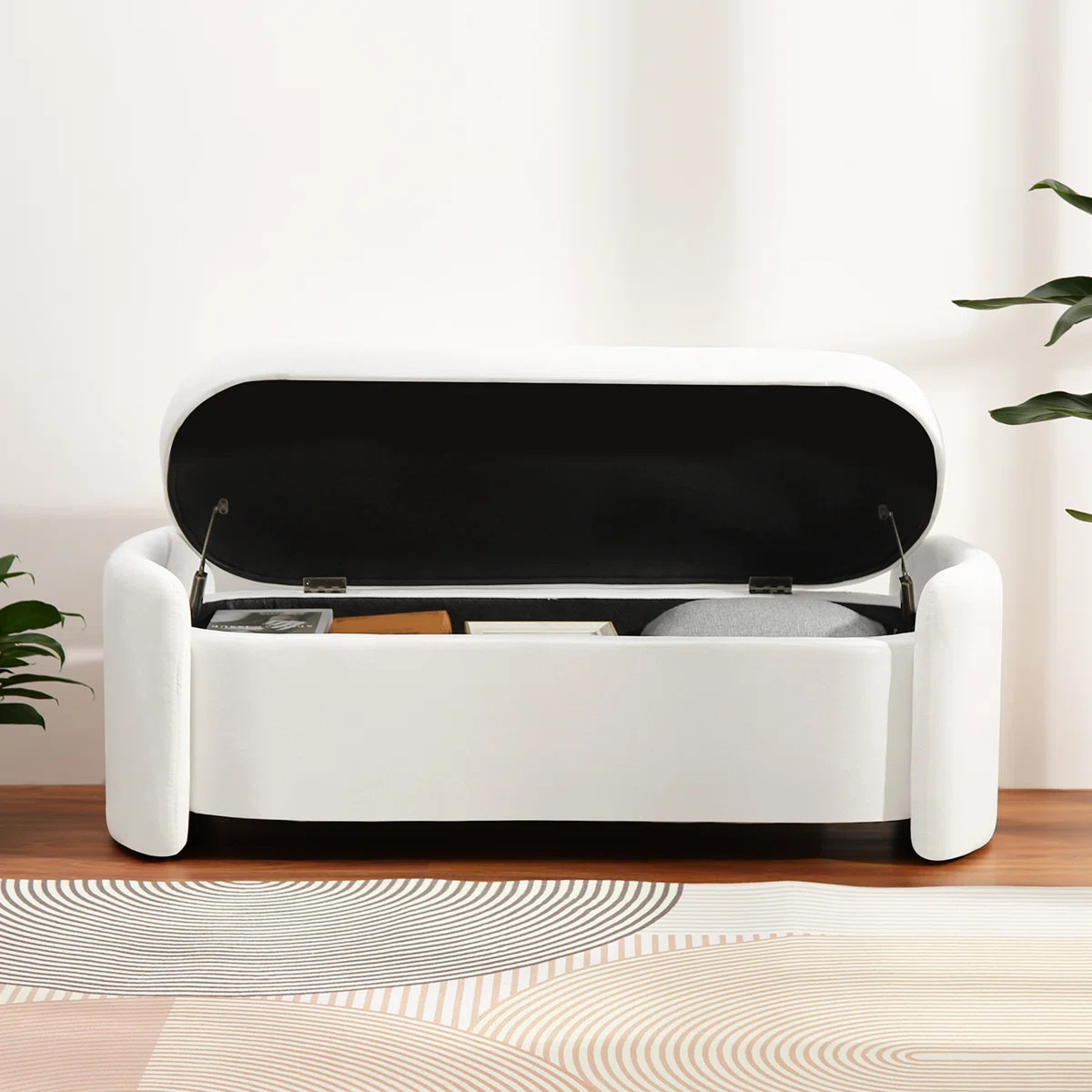 Idylwood Upholstered 51.2" Oval Velvet Flip Top Storage Bench Bed End Stool Ottoman | Wayfair North America