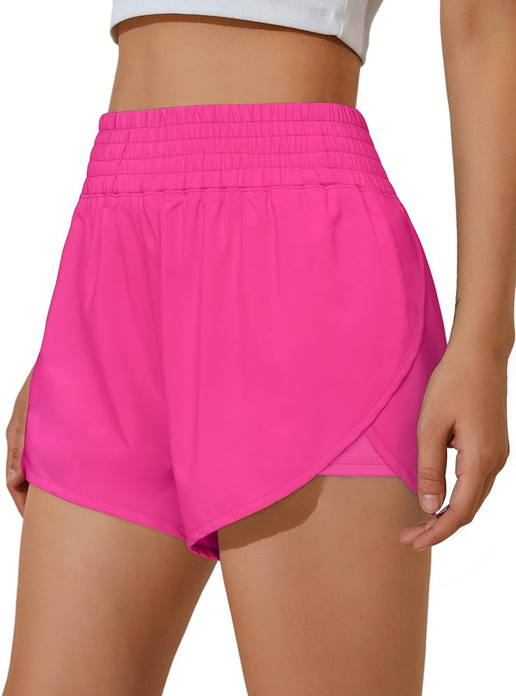 BMJL Womens Running Shorts High Waisted Side Pocket Athletic Shorts High Side Slit 2 in 1 Gym Sho... | Amazon (US)
