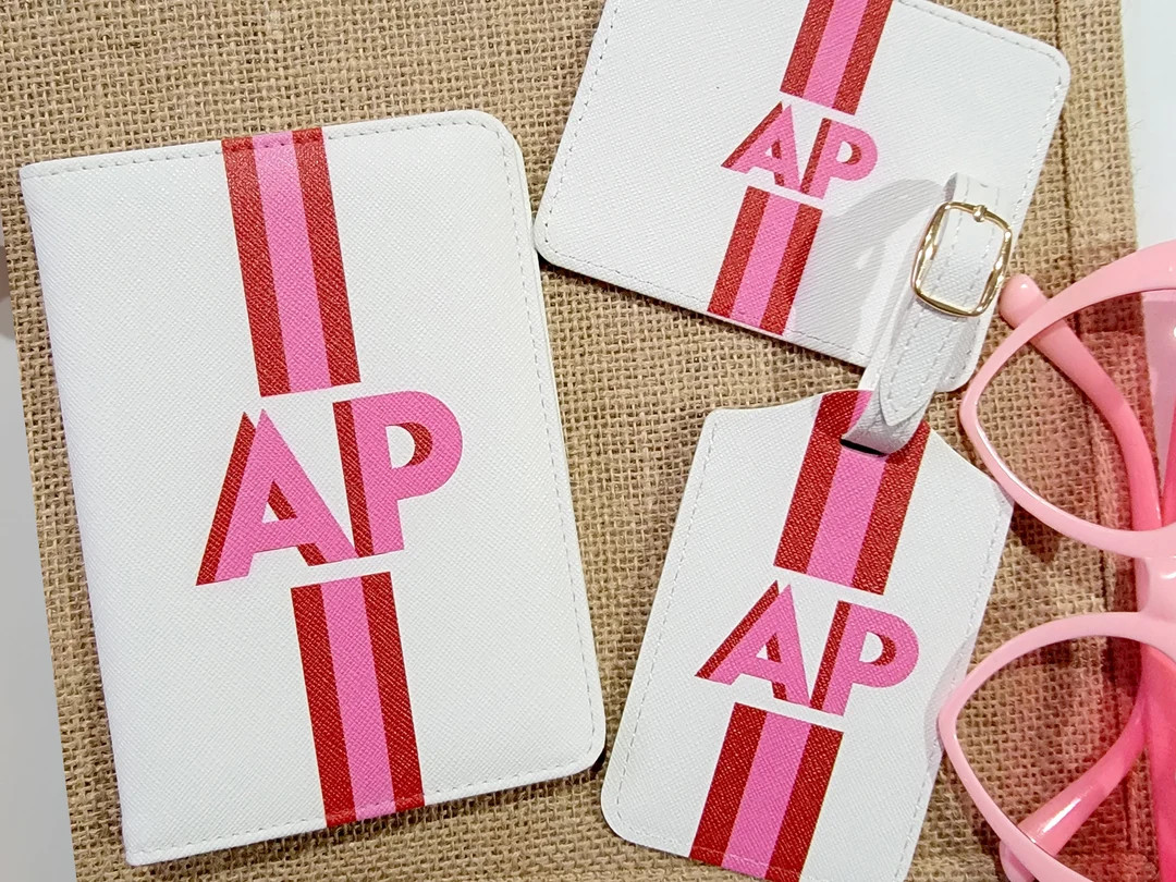 Shadow Monogram Travel Gift Set with Luggage Tag, Passport Holder, Card Wallet, Clutch and gift b... | Etsy (US)