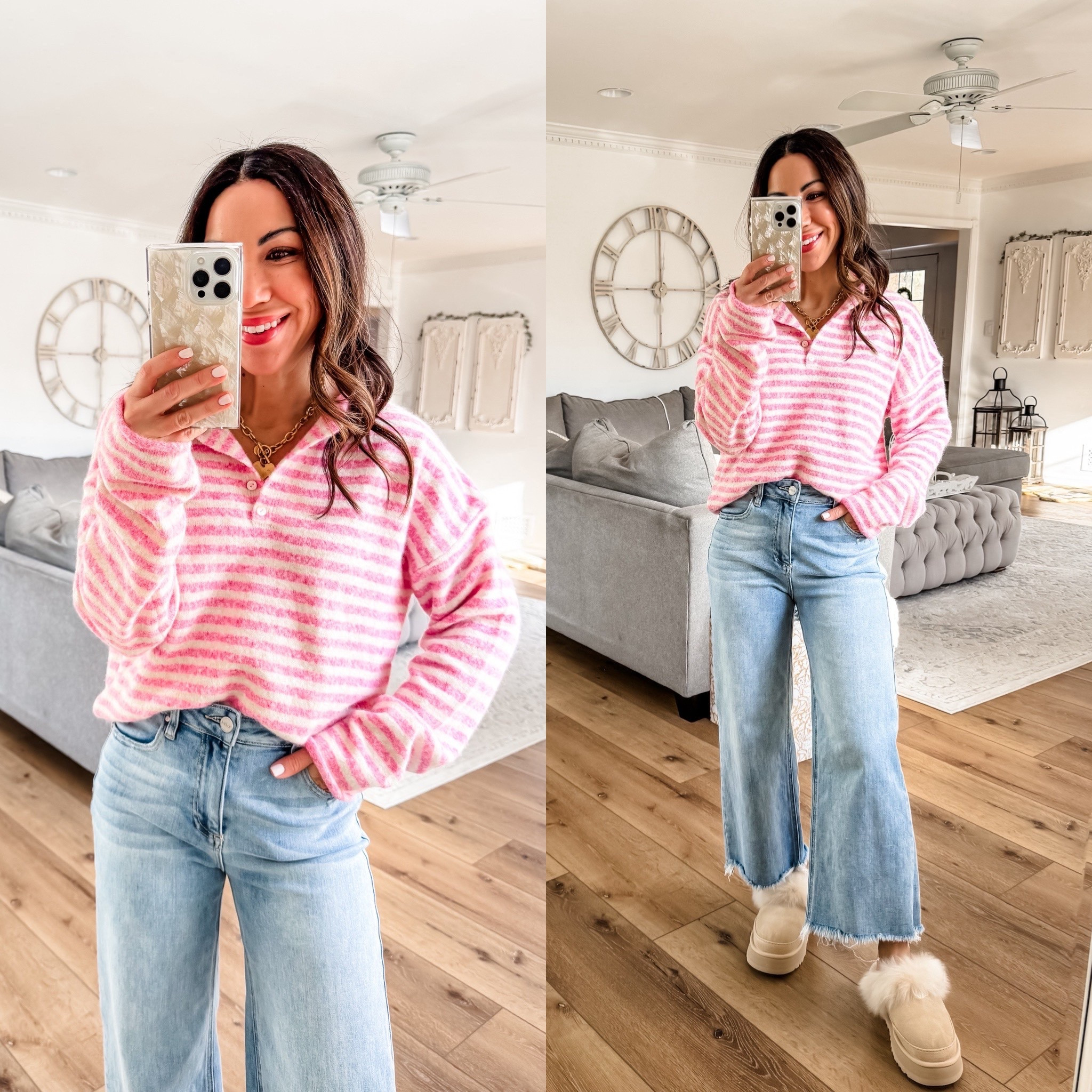 Sweater small, jeans 25. UGGs size up.



#LTKFindsUnder100 #LTKOver40