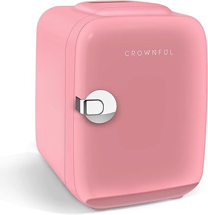 Amazon.com: CROWNFUL Mini Fridge, 4 Liter/6 Can Portable Cooler and Warmer Personal Refrigerator ... | Amazon (US)