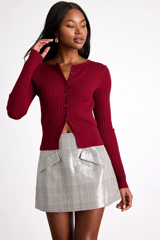 Raven Grey Plaid Sequin High-Rise Mini Skirt | Lulus