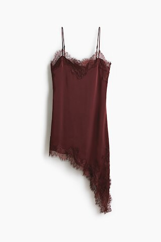 H & M - Lace-Trimmed Satin Slip Dress - Red | H&M (US + CA)